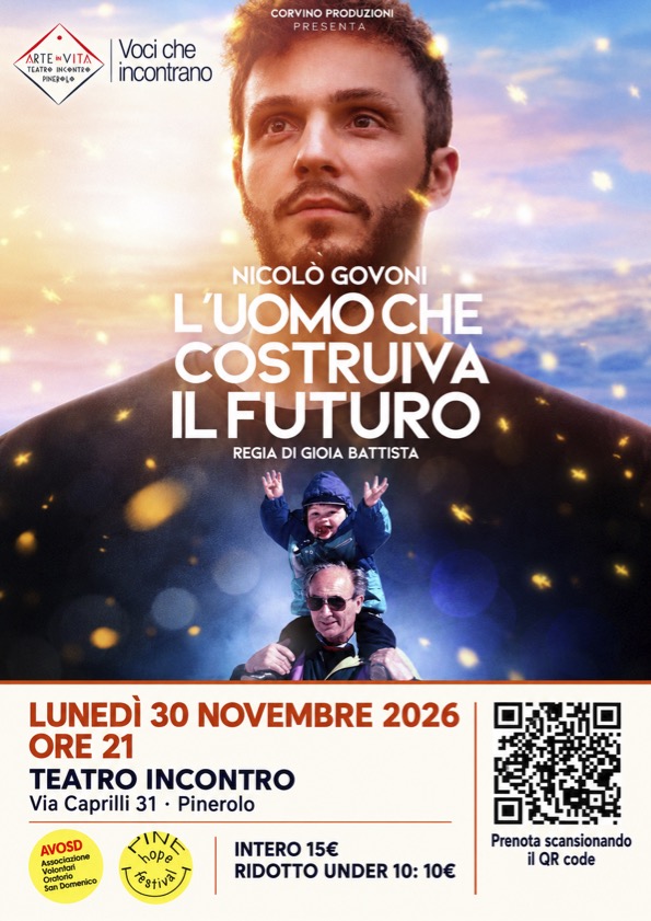 Locandina dello spettacolo L’uomo che costruiva il futuro con Nicolò Govoni
