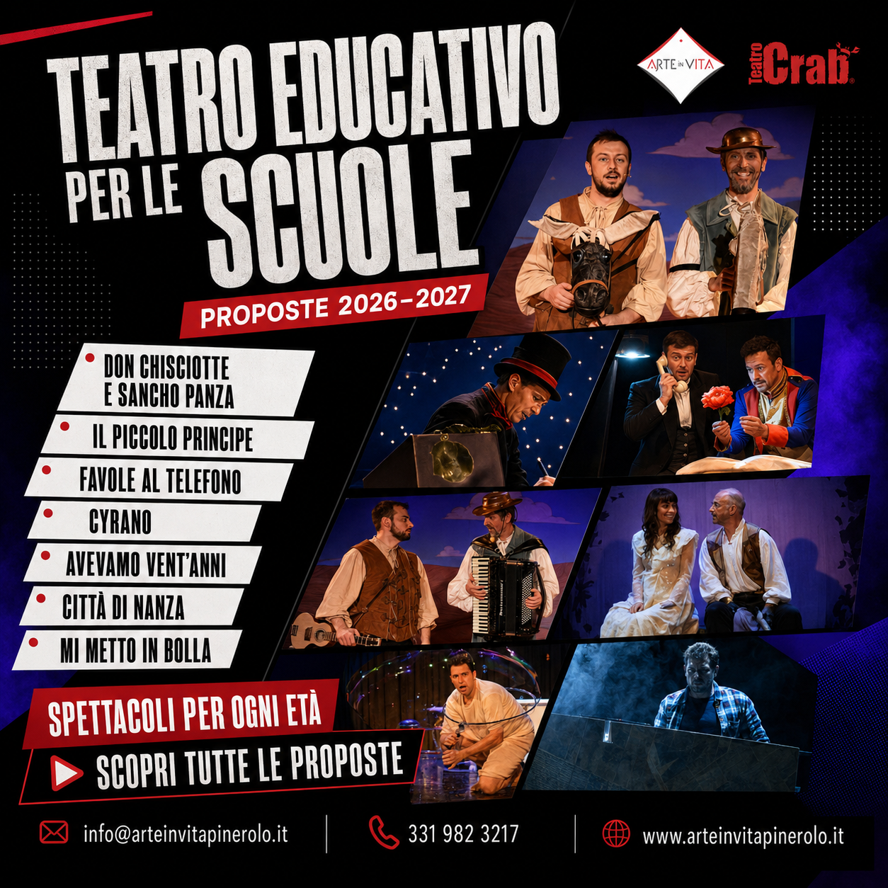 Teatro educativo per le scuole: proposte ArteInVita 2026-2027
